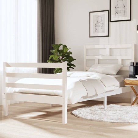 vidaXL Massivholzbett Weiß 90x190 cm