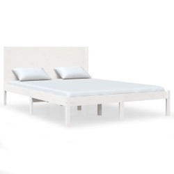 vidaXL Massivholzbett Weiß 120x190 cm