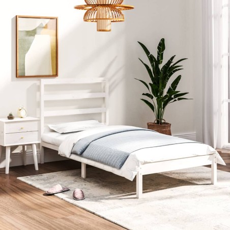 vidaXL Massivholzbett Weiß 75x190 cm