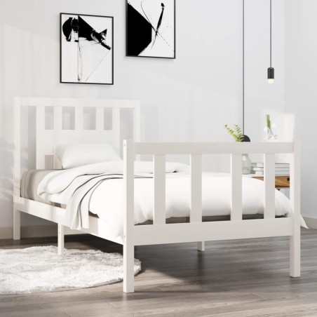 vidaXL Massivholzbett Weiß 75x190 cm