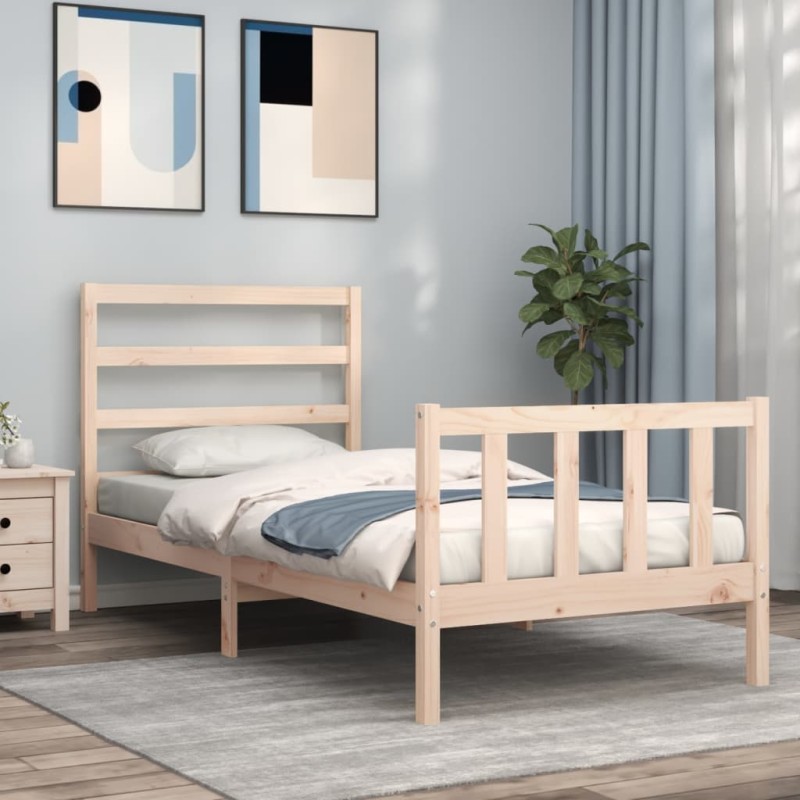 vidaXL Massivholzbett mit Kopfteil vidaXL Massivholzbett mit Kopfteil