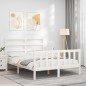 vidaXL Massivholzbett mit Kopfteil Weiß 120x200 cm vidaXL Massivholzbett mit Kopfteil Weiß 120x200 cm