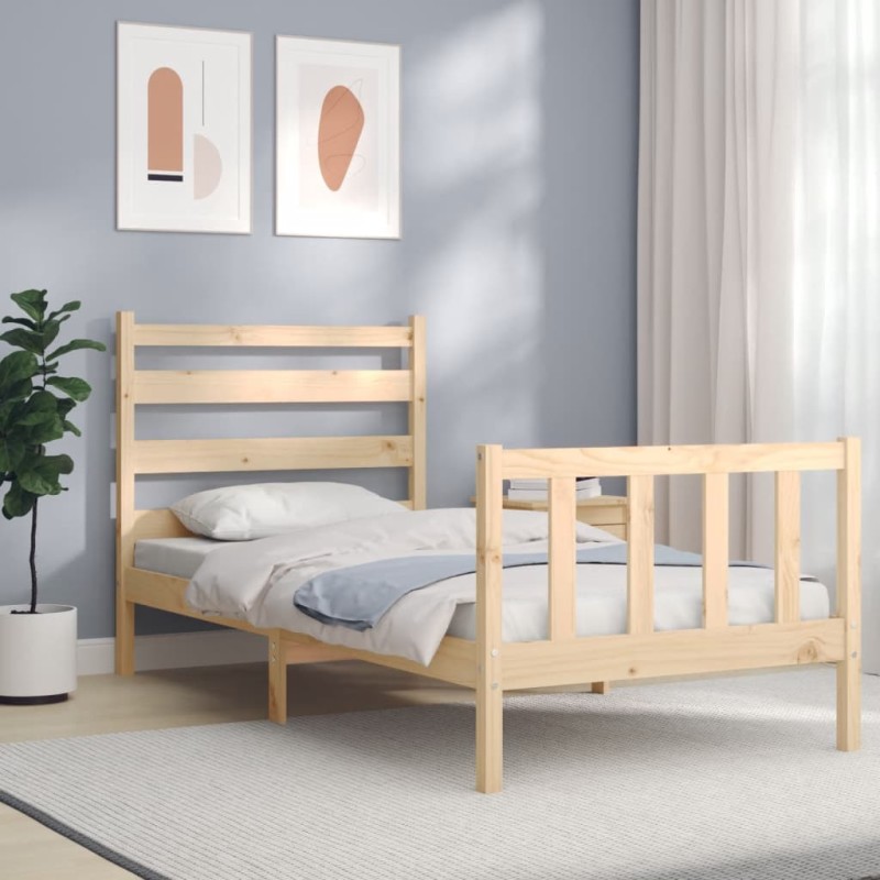vidaXL Massivholzbett mit Kopfteil vidaXL Massivholzbett mit Kopfteil