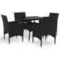 vidaXL 5-tlg. Garten-Essgruppe Schwarz Poly Rattan und Glas vidaXL 5-tlg. Garten-Essgruppe Schwarz Poly Rattan und Glas