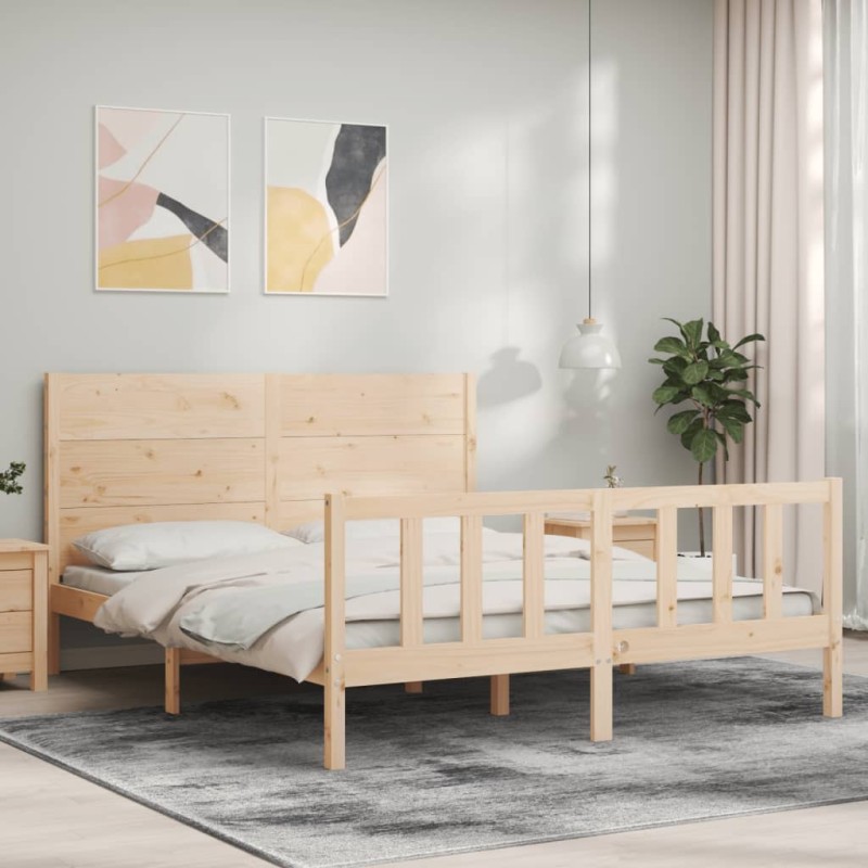 vidaXL Massivholzbett mit Kopfteil vidaXL Massivholzbett mit Kopfteil