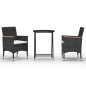 3-tlg. Bistro-Set Poly Rattan und Hartglas Schwarz 3-tlg. Bistro-Set Poly Rattan und Hartglas Schwarz