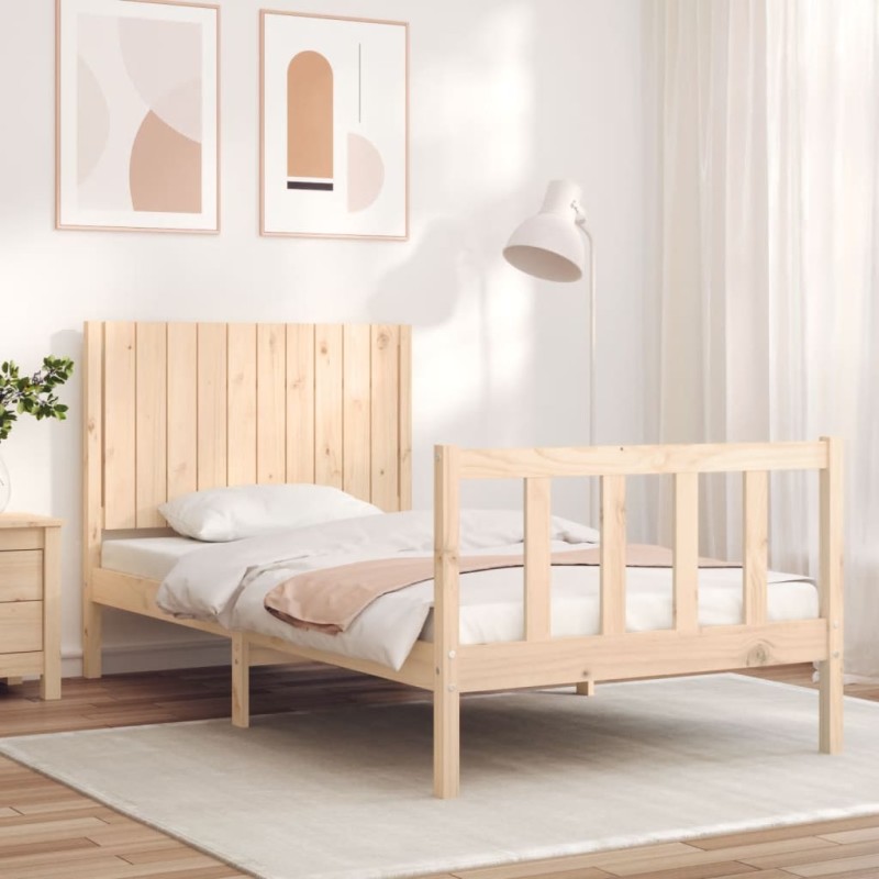 vidaXL Massivholzbett mit Kopfteil 100x200 cm vidaXL Massivholzbett mit Kopfteil 100x200 cm