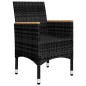 3-tlg. Bistro-Set Poly Rattan und Hartglas Schwarz 3-tlg. Bistro-Set Poly Rattan und Hartglas Schwarz
