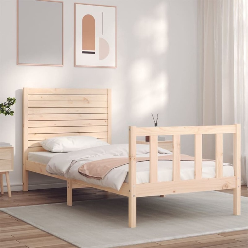 vidaXL Massivholzbett mit Kopfteil vidaXL Massivholzbett mit Kopfteil