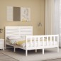 vidaXL Massivholzbett mit Kopfteil Weiß 140x190 cm vidaXL Massivholzbett mit Kopfteil Weiß 140x190 cm