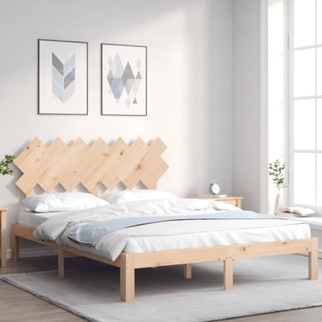 vidaXL Massivholzbett mit Kopfteil