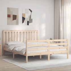 vidaXL Massivholzbett mit Kopfteil