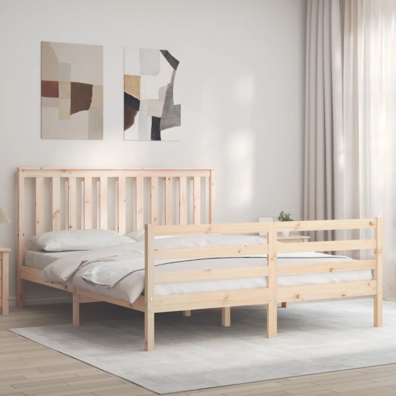 vidaXL Massivholzbett mit Kopfteil vidaXL Massivholzbett mit Kopfteil