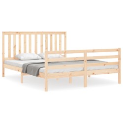 vidaXL Massivholzbett mit Kopfteil