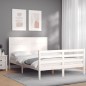 vidaXL Massivholzbett mit Kopfteil Weiß vidaXL Massivholzbett mit Kopfteil Weiß
