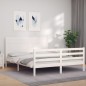 vidaXL Massivholzbett mit Kopfteil Weiß 160x200 cm vidaXL Massivholzbett mit Kopfteil Weiß 160x200 cm