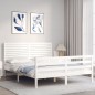 vidaXL Massivholzbett mit Kopfteil Weiß 160x200 cm vidaXL Massivholzbett mit Kopfteil Weiß 160x200 cm