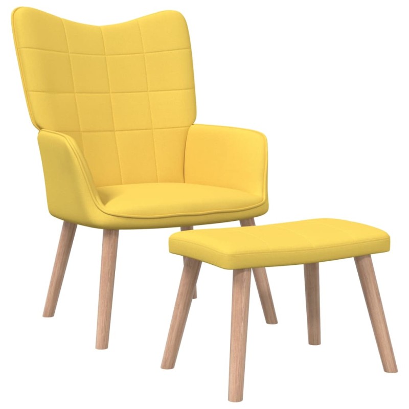 vidaXL Relaxsessel mit Hocker Senfgelb Stoff vidaXL Relaxsessel mit Hocker Senfgelb Stoff