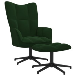 vidaXL Relaxsessel mit Hocker Dunkelgrün Samt