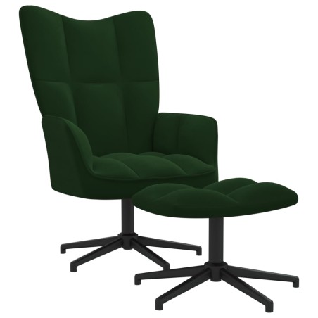 vidaXL Relaxsessel mit Hocker Dunkelgrün Samt