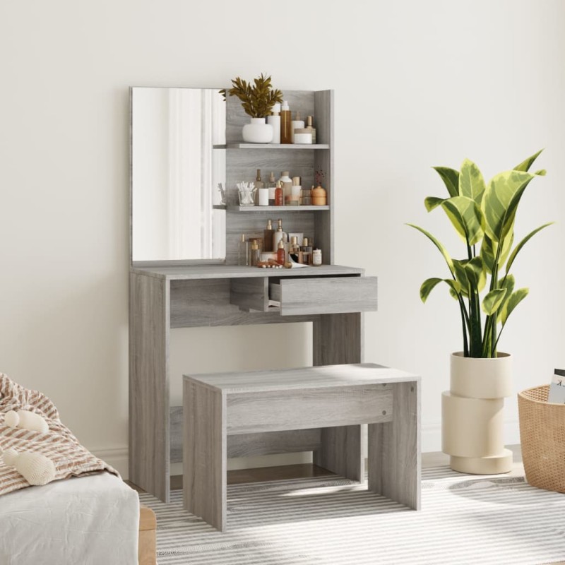 vidaXL Schminktisch-Set Grau Sonoma 74,5x40x141 cm vidaXL Schminktisch-Set Grau Sonoma 74,5x40x141 cm