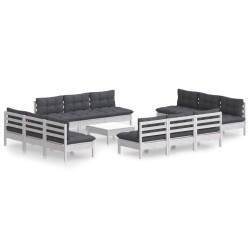 vidaXL 13-tlg. Garten-Lounge-Set mit Anthrazit Kissen Kiefernholz