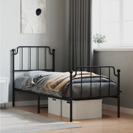 vidaXL Bettgestell mit Kopf- und Fußteil Metall Schwarz 80x200 cm
