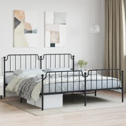 vidaXL Bettgestell mit Kopf- und Fußteil Metall Schwarz 193x203 cm