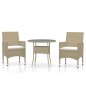 3-tlg. Garten-Essgruppe Poly Rattan Beige 3-tlg. Garten-Essgruppe Poly Rattan Beige