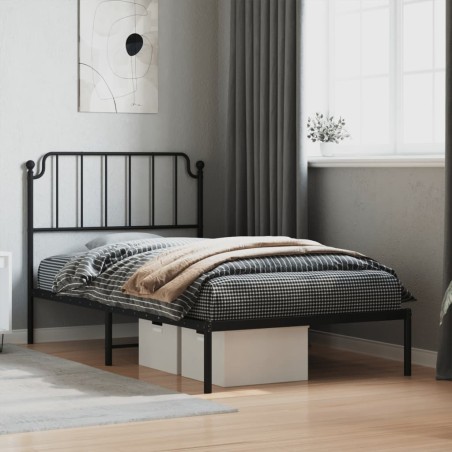 vidaXL Bettgestell mit Kopfteil Metall Schwarz 100x200 cm