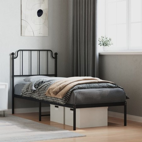 vidaXL Bettgestell mit Kopfteil Metall Schwarz 75x190 cm