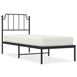 vidaXL Bettgestell mit Kopfteil Metall Schwarz 75x190 cm