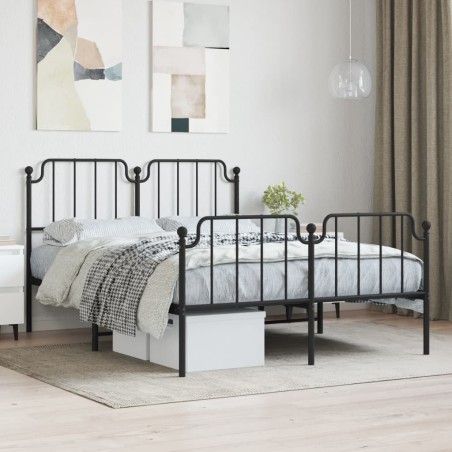 vidaXL Bettgestell mit Kopf- und Fußteil Metall Schwarz 150x200 cm