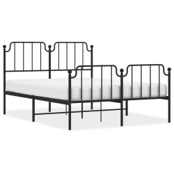 vidaXL Bettgestell mit Kopf- und Fußteil Metall Schwarz 150x200 cm