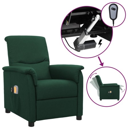 vidaXL Elektrischer Massagesessel Dunkelgrün Stoff