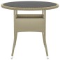 3-tlg. Garten-Essgruppe Poly Rattan Beige 3-tlg. Garten-Essgruppe Poly Rattan Beige