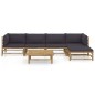 vidaXL 6-tlg. Garten-Lounge-Set mit Dunkelgrauen Kissen Bambus vidaXL 6-tlg. Garten-Lounge-Set mit Dunkelgrauen Kissen Bambus