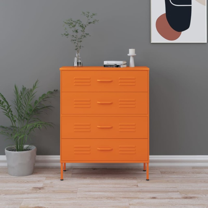 vidaXL Kommode Orange 80x35x101,5 cm Stahl vidaXL Kommode Orange 80x35x101,5 cm Stahl