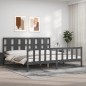 Bettgestell mit Kopfteil Grau 180x200 cm Massivholz Bettgestell mit Kopfteil Grau 180x200 cm Massivholz