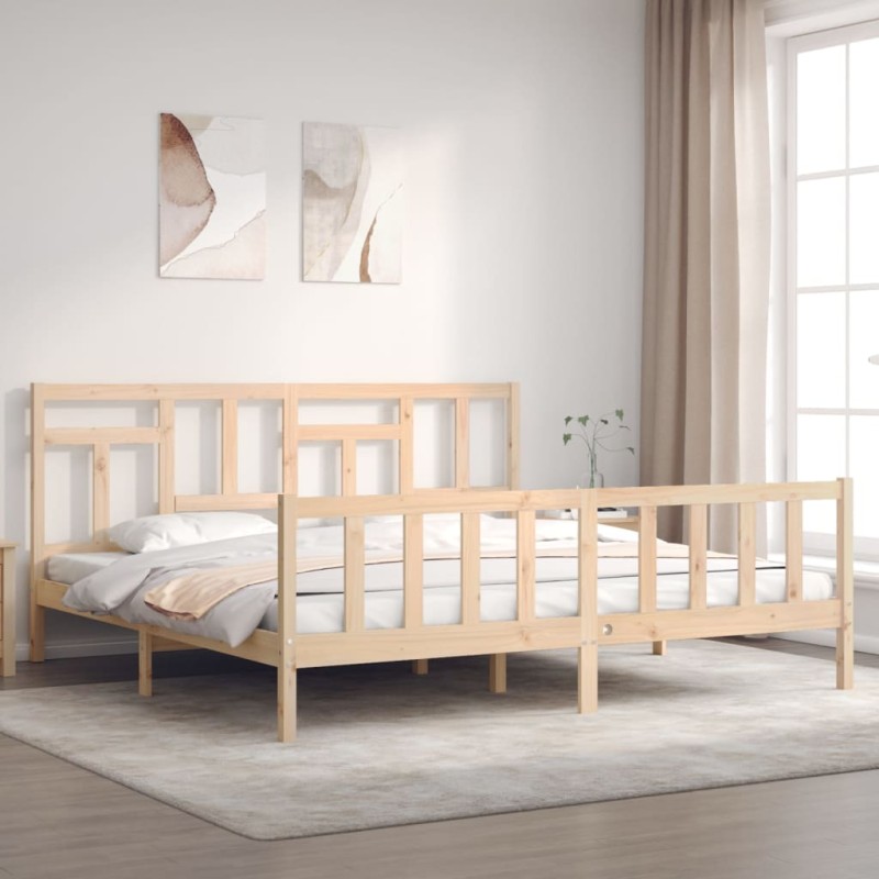 vidaXL Massivholzbett mit Kopfteil vidaXL Massivholzbett mit Kopfteil