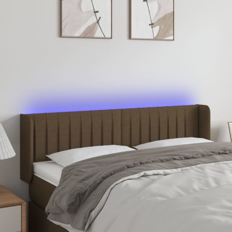 vidaXL LED Kopfteil Dunkelbraun 147x16x78/88 cm Stoff