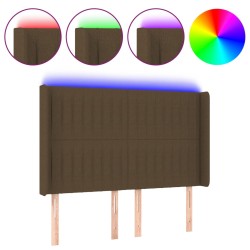 vidaXL LED Kopfteil Dunkelbraun 147x16x118/128 cm Stoff