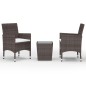 3-tlg. Bistro-Set Poly Rattan und Hartglas Braun 3-tlg. Bistro-Set Poly Rattan und Hartglas Braun