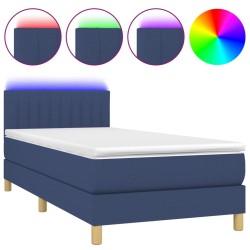 vidaXL Boxspringbett mit Matratze & LED Blau 80x200 cm Stoff 
