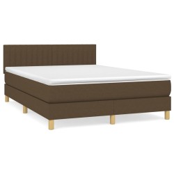 vidaXL Boxspringbett mit Matratze Dunkelbraun 140x190 cm Stoff
