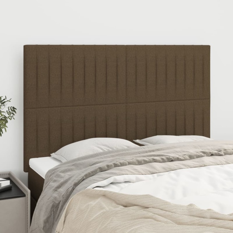 vidaXL Kopfteile 4 Stk. Dunkelbraun 72x5x78/88 cm Stoff