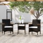 3-tlg. Garten-Essgruppe Poly Rattan Schwarz 3-tlg. Garten-Essgruppe Poly Rattan Schwarz