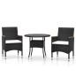 3-tlg. Garten-Essgruppe Poly Rattan Schwarz 3-tlg. Garten-Essgruppe Poly Rattan Schwarz