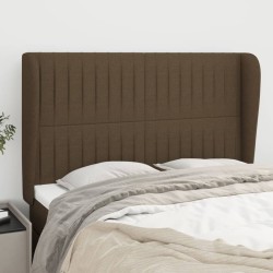 vidaXL Kopfteil mit Ohren Dunkelbraun 147x23x118/128 cm Stoff