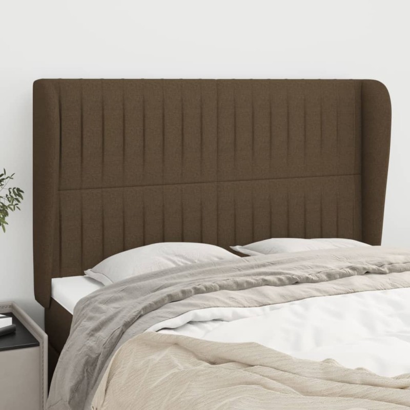 vidaXL Kopfteil mit Ohren Dunkelbraun 147x23x118/128 cm Stoff